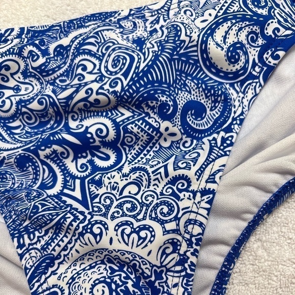 Lauren Ralph Lauren BLUE Bias Tribal Ikat Print Hipster Bikini Swim Bottom - Picture 4 of 12